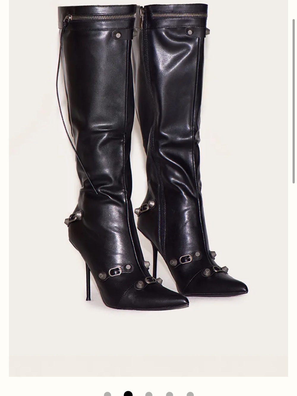 PrettyLittleThing Black Pointed Toe Stiletto Knee Boots